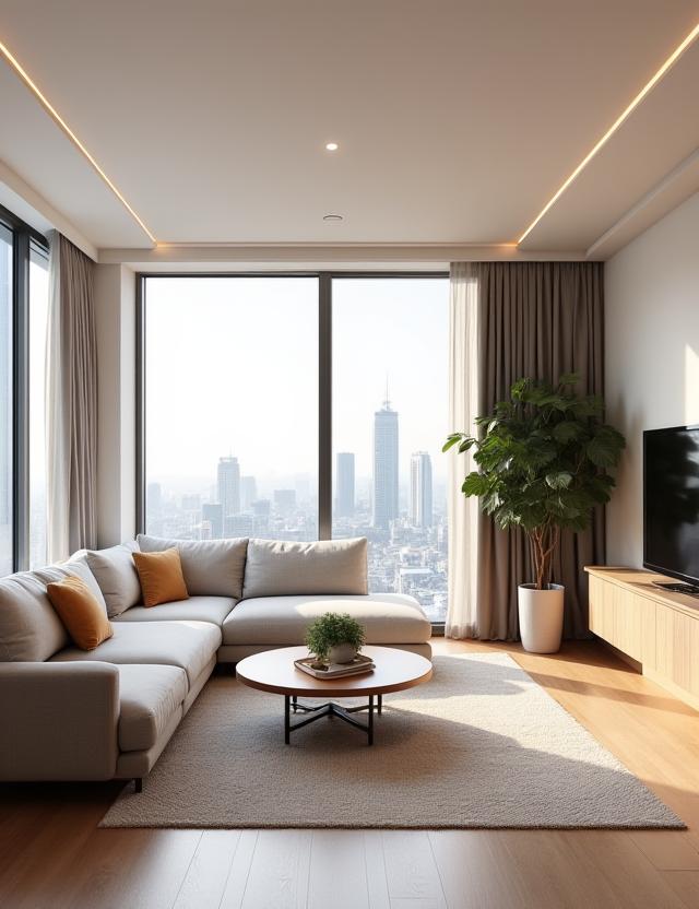 강남 아파트의 모던한 거실 인테리어