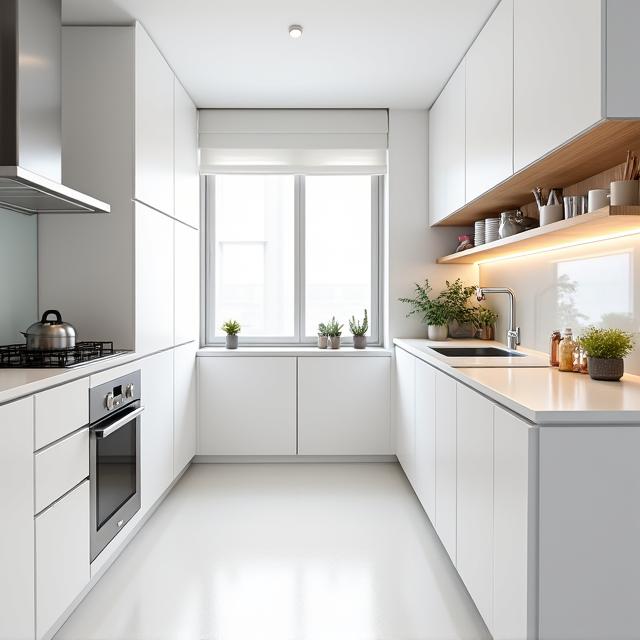 화이트톤으로 리모델링된 현대적인 주방